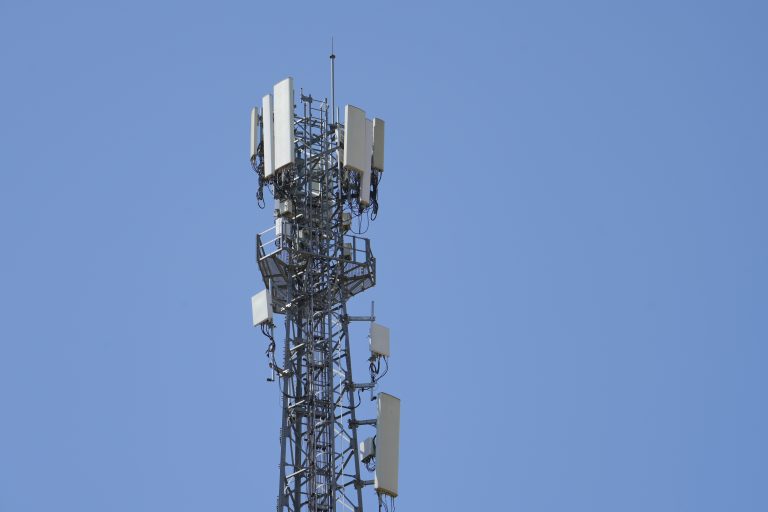 Telecommunication tower of 4G and 5G cellular. Macro Base Statio